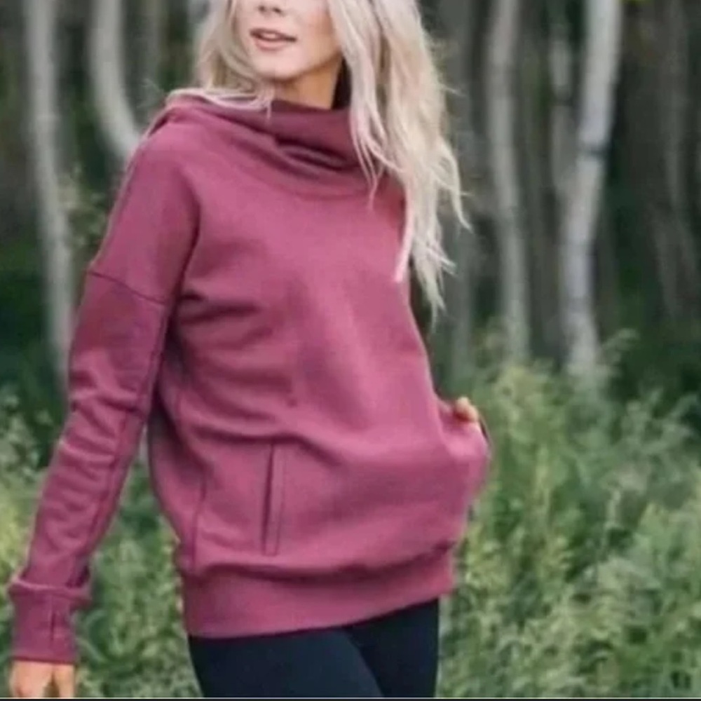 ZYIA Active Burgundy Oh So Soft Cowl Neck Hoodie